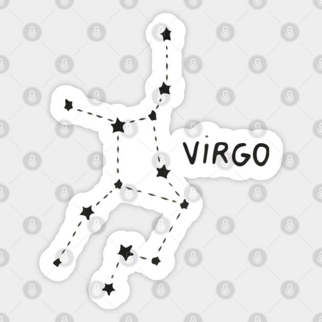 Zodiac Sign - Virgo  Black Sticker by Uwaki